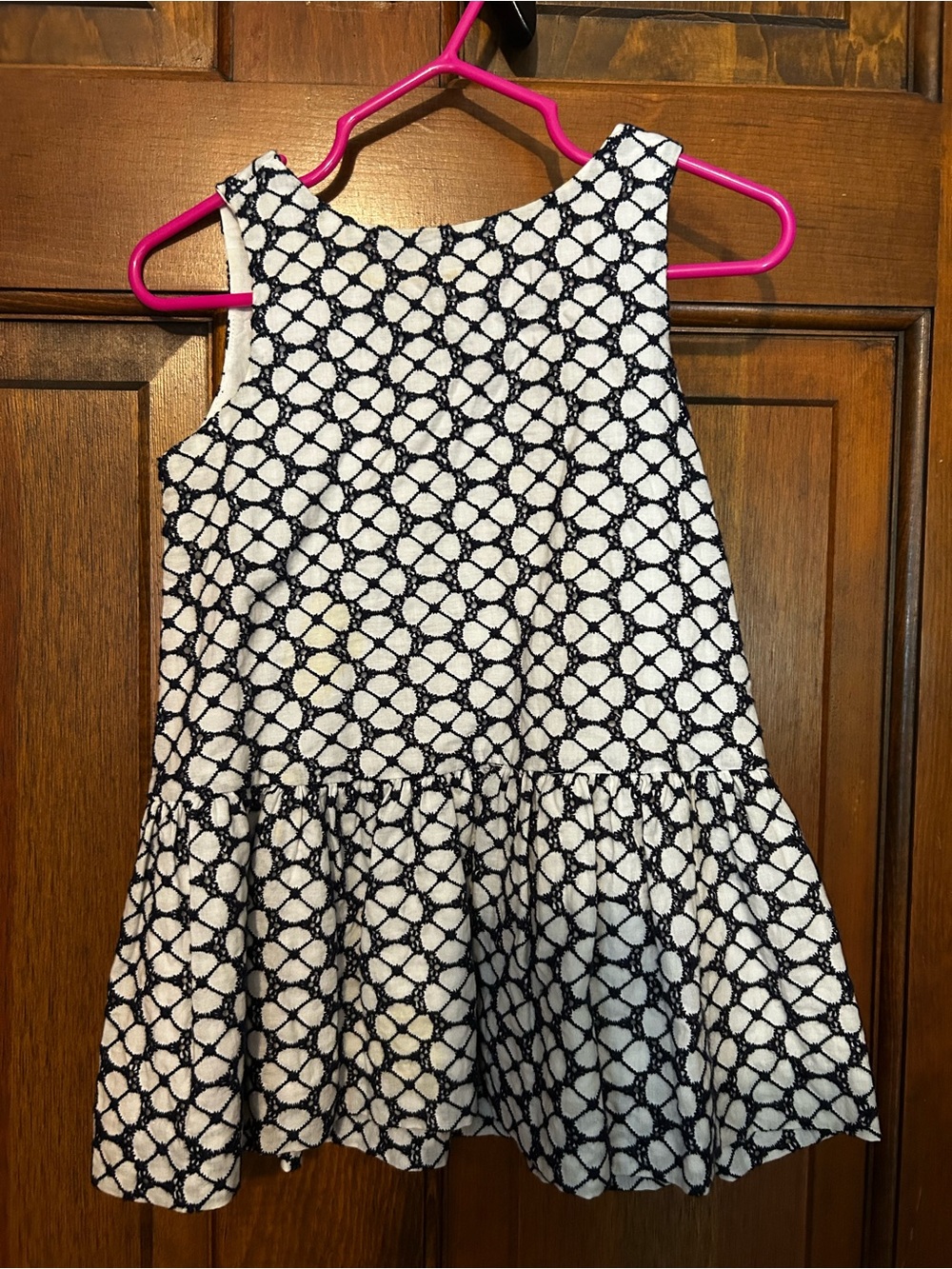 Janie and Jack Navy and White Sleeveless Eyelet Patterned Dress